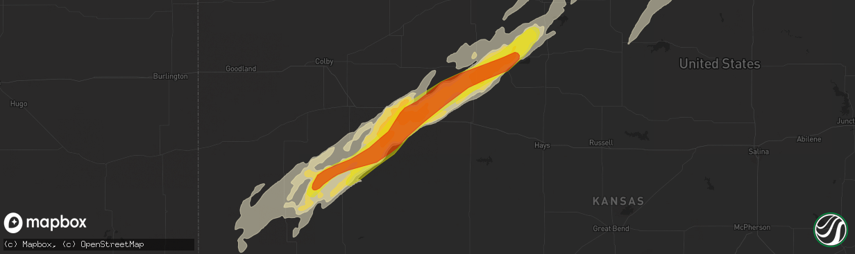 Hail map in Quinter, KS on October 2, 2017