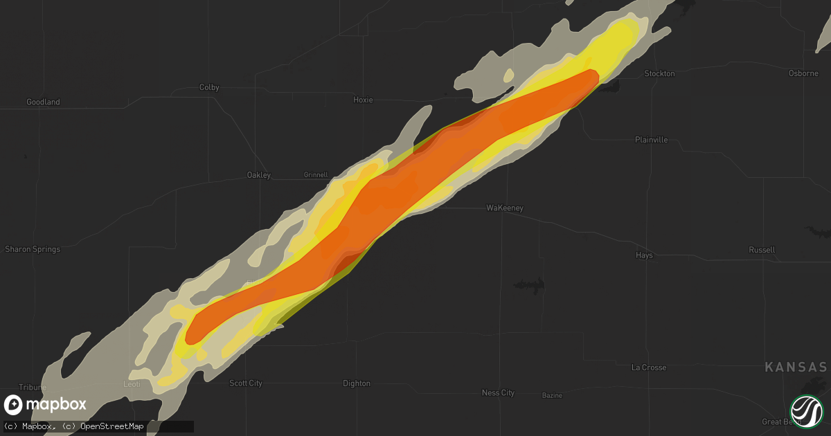 Hail map in Quinter, KS on October 2, 2017