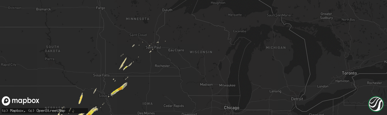 Hail map in Wisconsin on October 2, 2017