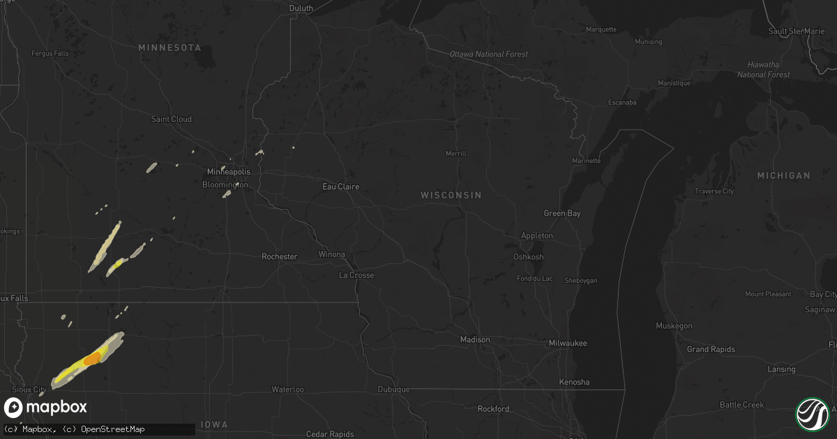 Hail map in Wisconsin on October 2, 2017