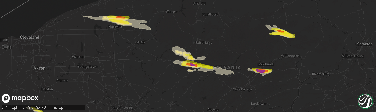 Hail map in Brockway, PA on October 2, 2018