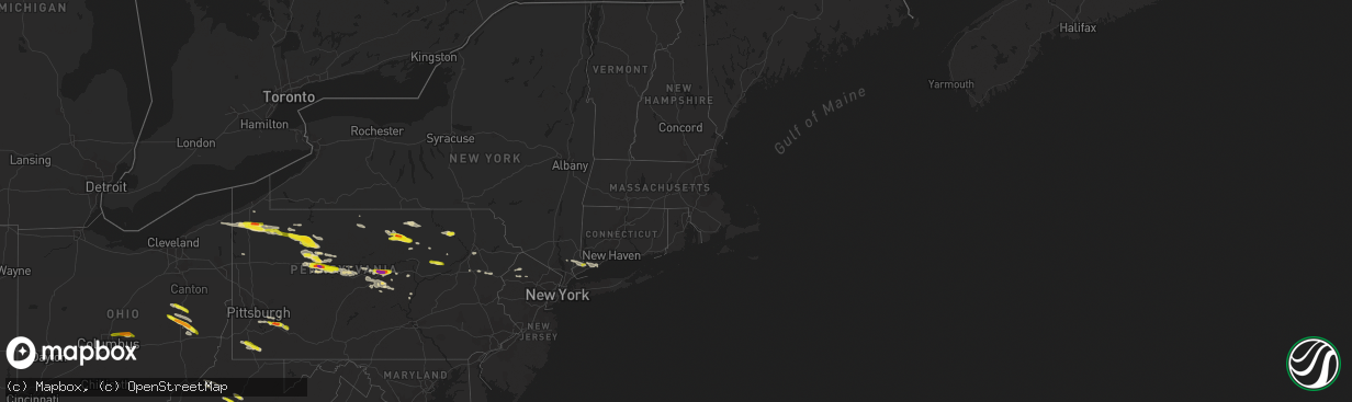 Hail map in Connecticut on October 2, 2018