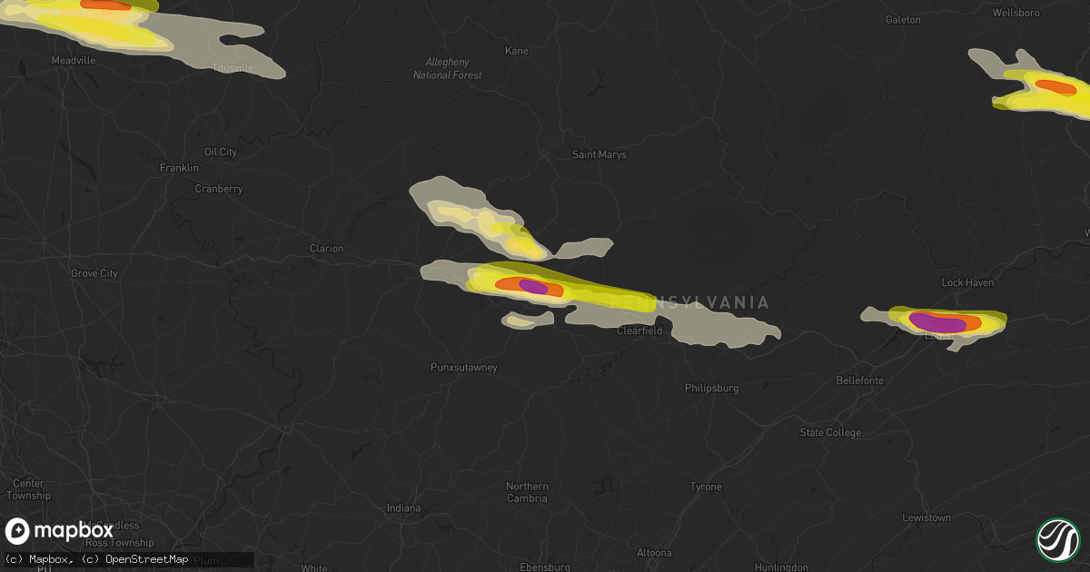 Hail map in Du Bois, PA on October 2, 2018