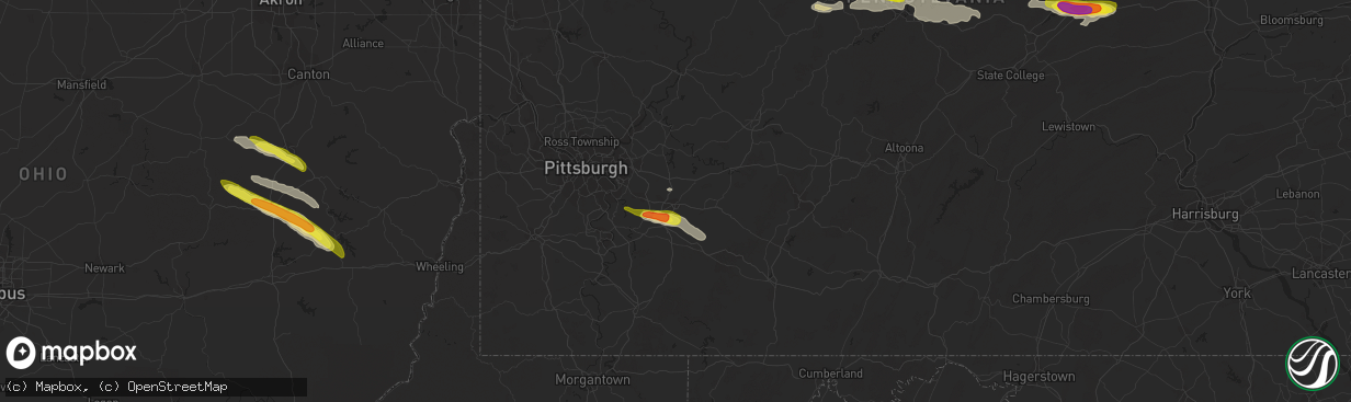 Hail map in Greensburg, PA on October 2, 2018