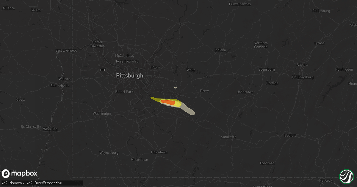 Hail map in Greensburg, PA on October 2, 2018