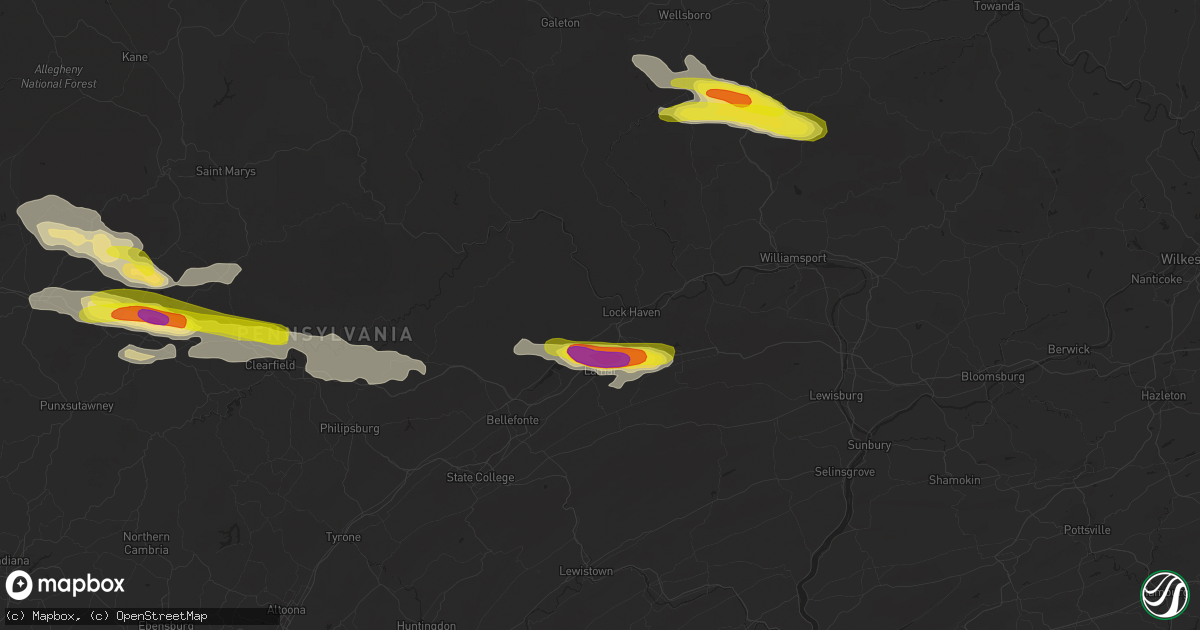 Hail map in Mill Hall, PA on October 2, 2018