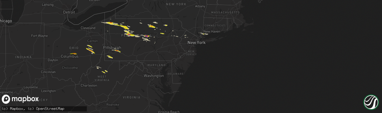 Hail map in New Jersey on October 2, 2018