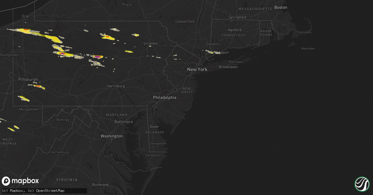 Hail map in New Jersey on October 2, 2018