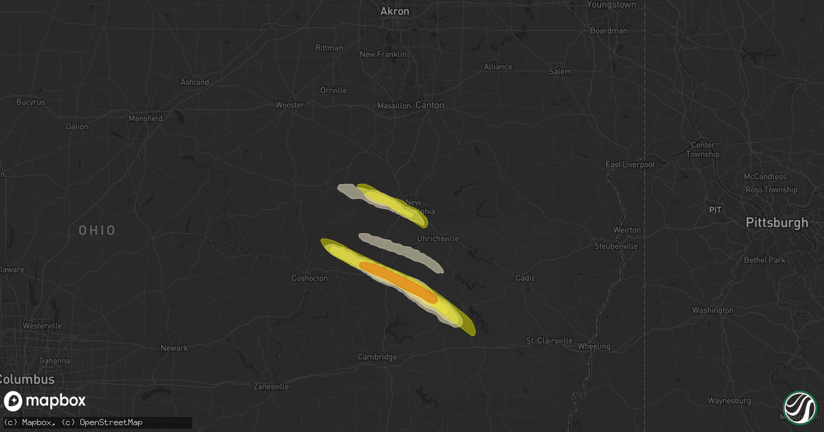 Hail map in New Philadelphia, OH on October 2, 2018