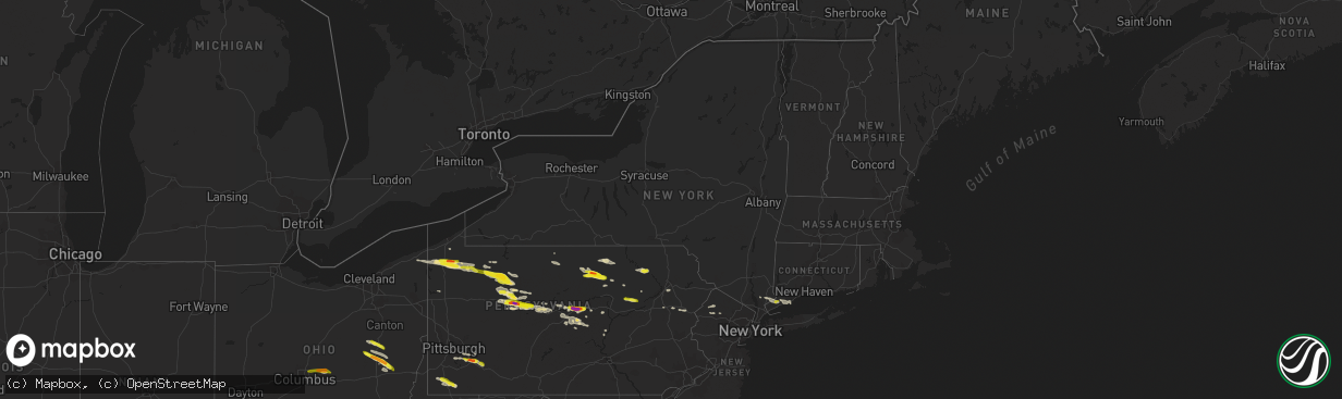 Hail map in New York on October 2, 2018