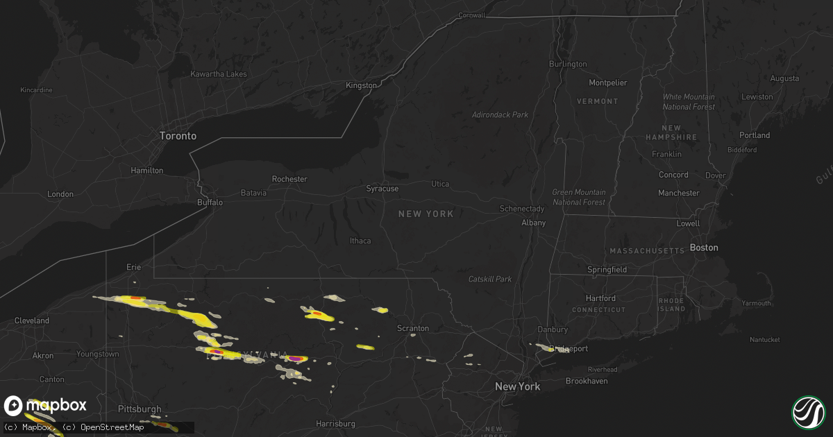 Hail map in New York on October 2, 2018