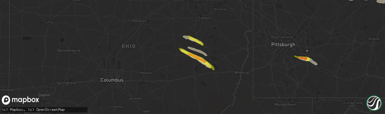 Hail map in Newcomerstown, OH on October 2, 2018