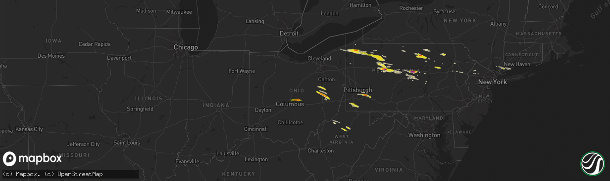 Hail map in Ohio on October 2, 2018