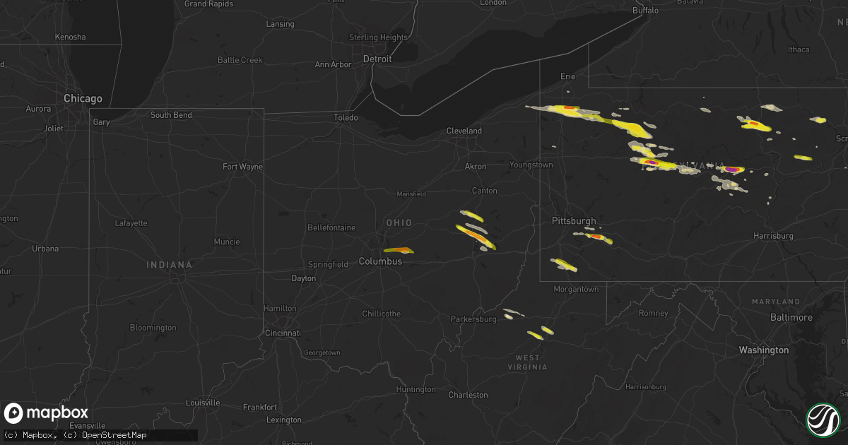 Hail map in Ohio on October 2, 2018
