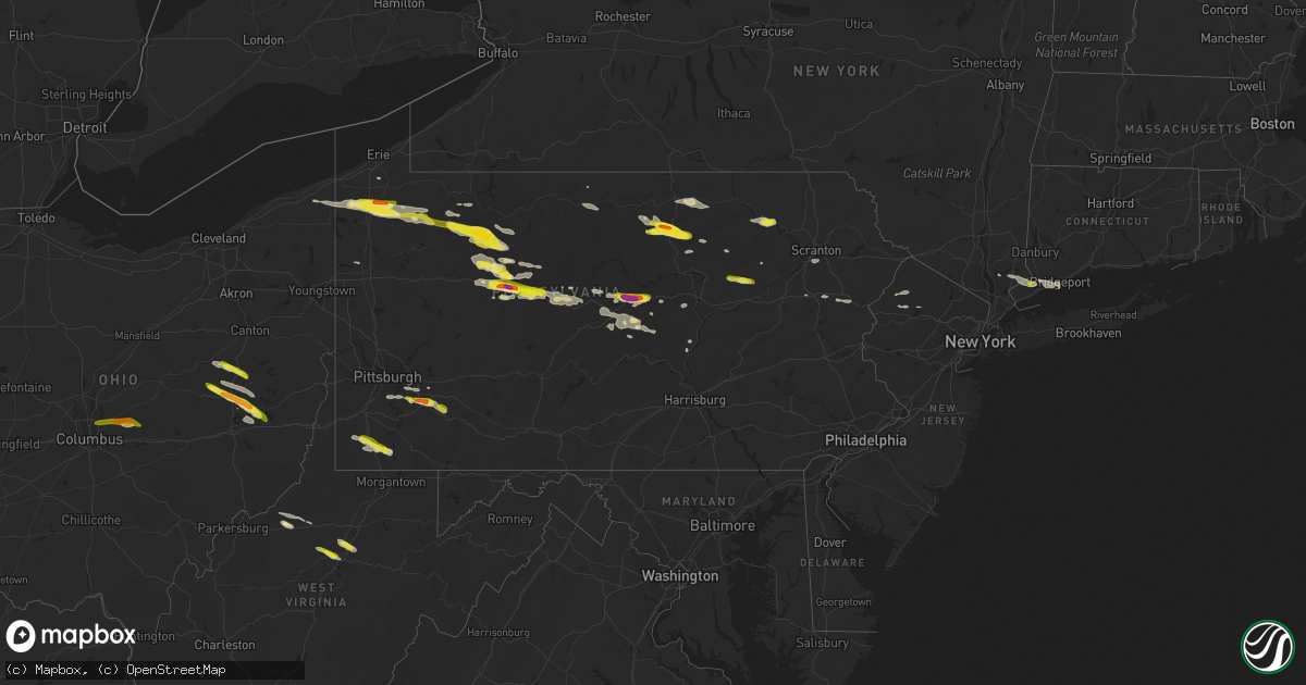 Hail map in Pennsylvania on October 2, 2018