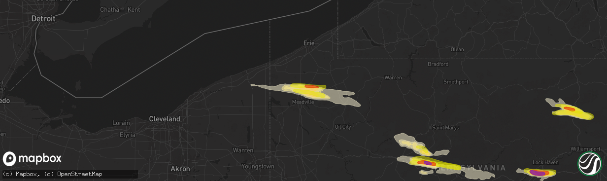 Hail map in Saegertown, PA on October 2, 2018