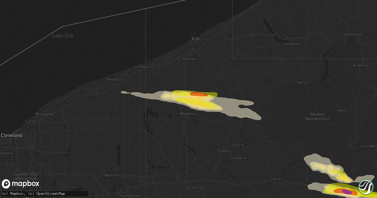 Hail map in Saegertown, PA on October 2, 2018