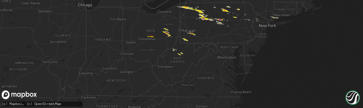 Hail map in West Virginia on October 2, 2018