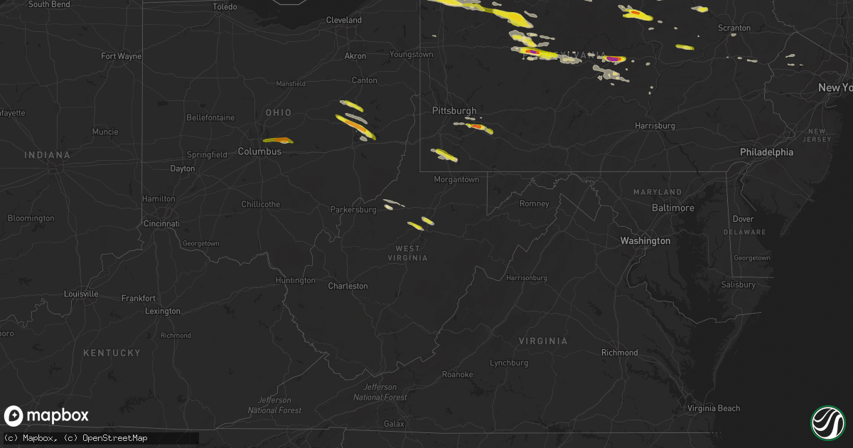 Hail map in West Virginia on October 2, 2018