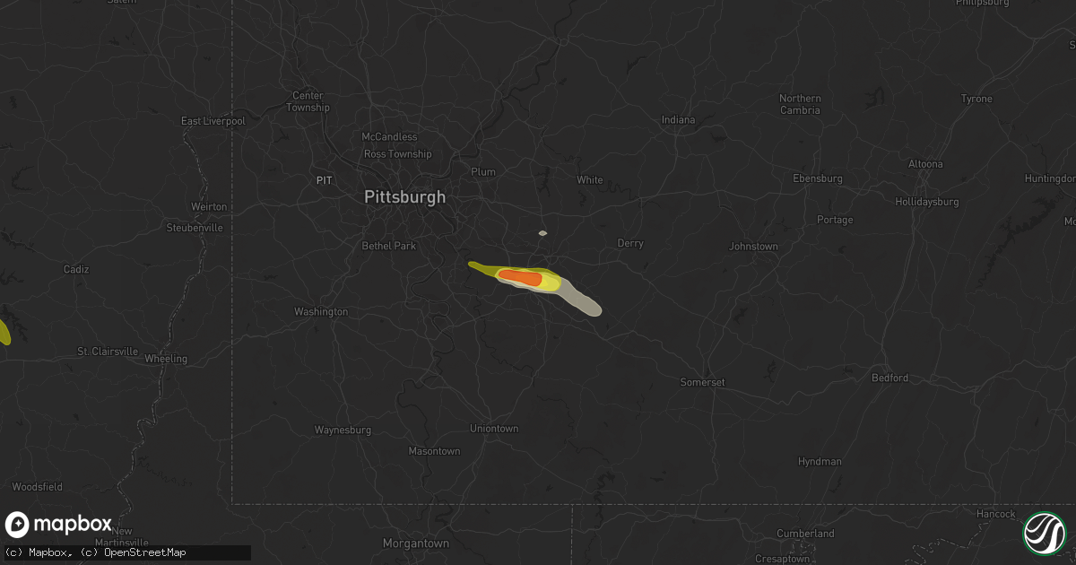 Hail map in Youngwood, PA on October 2, 2018