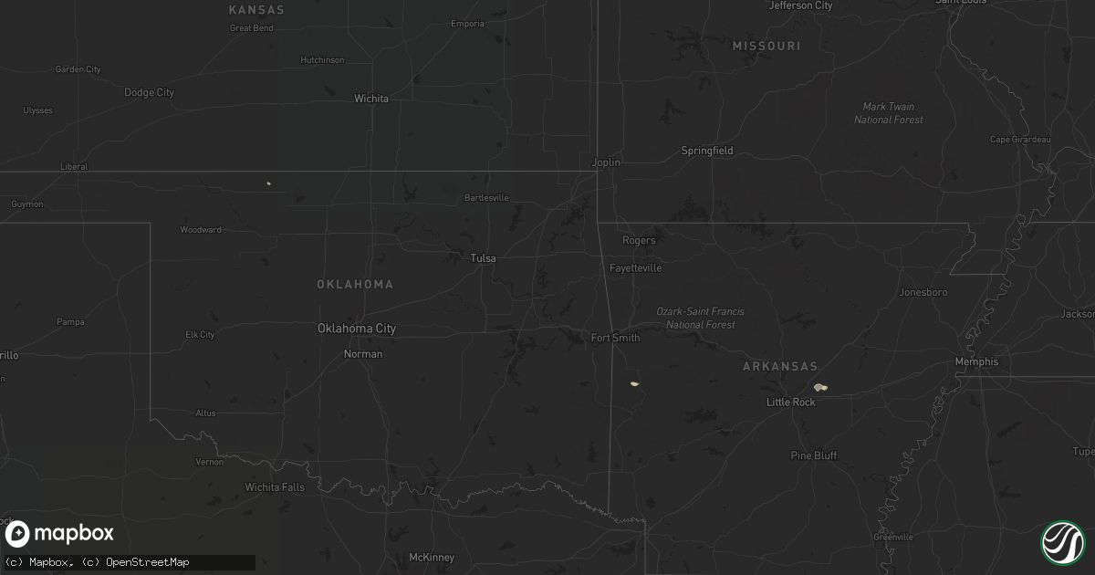 Hail map in Arkansas on October 2, 2021
