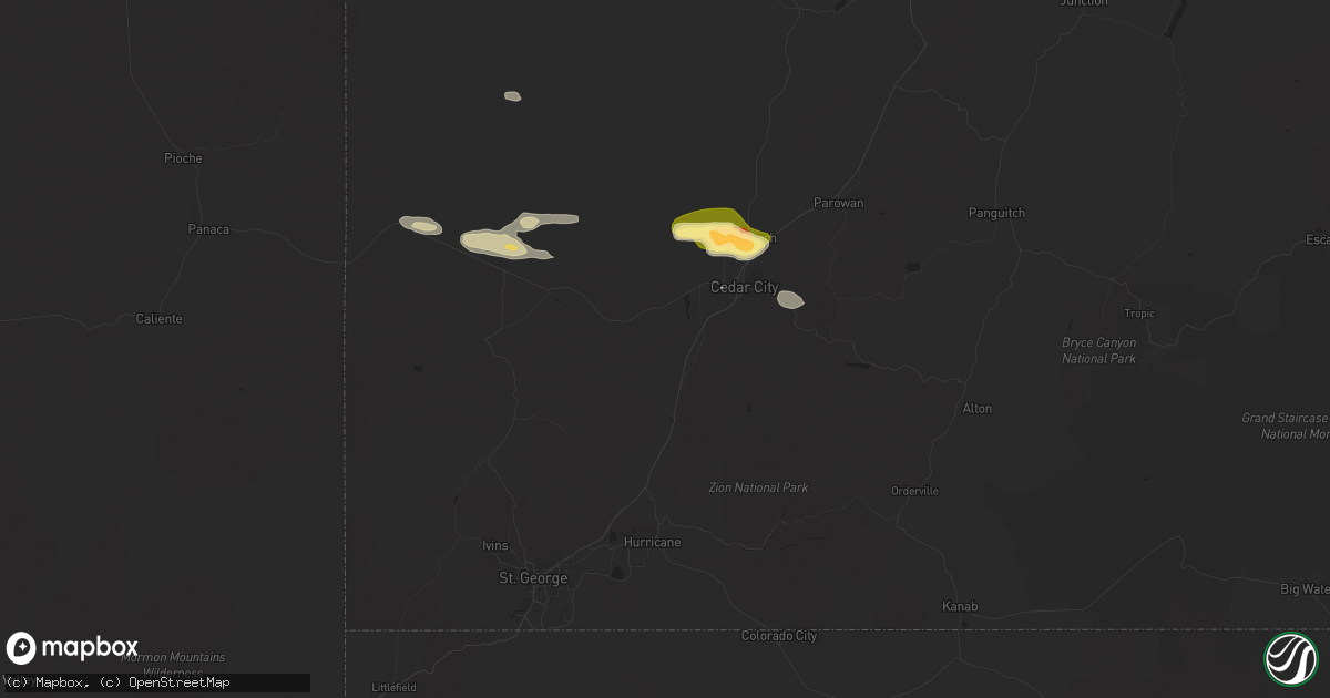 Hail map in Cedar City, UT on October 2, 2022