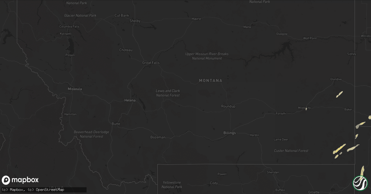 Hail map in Montana on October 2, 2022