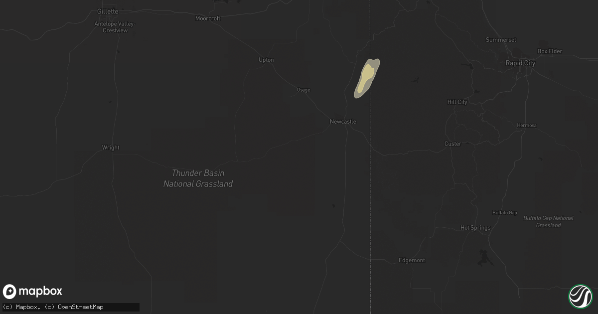 Hail map in Newcastle, WY on October 2, 2022