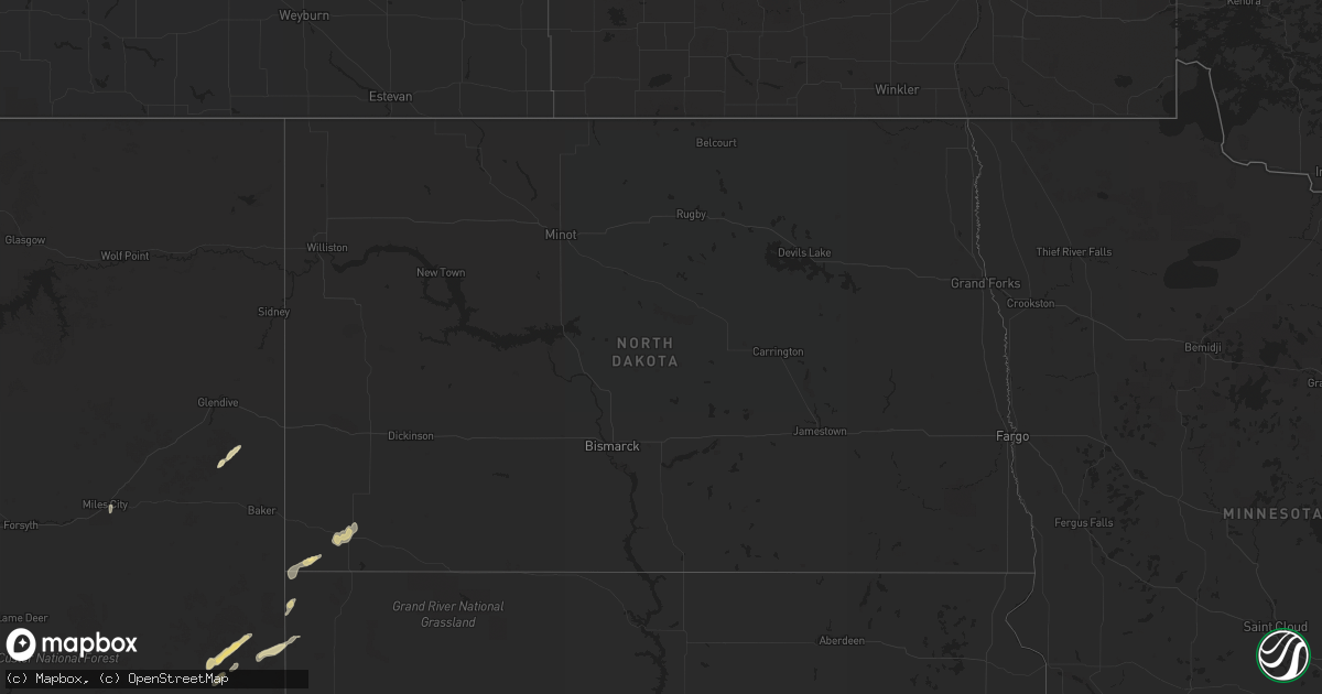 Hail map in North Dakota on October 2, 2022