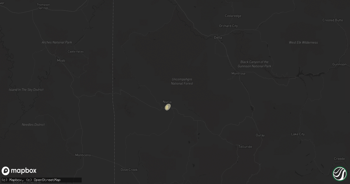 Hail map in Nucla, CO on October 2, 2022