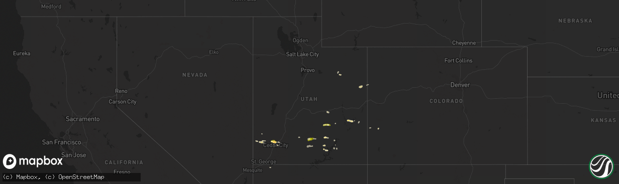 Hail map in Utah on October 2, 2022