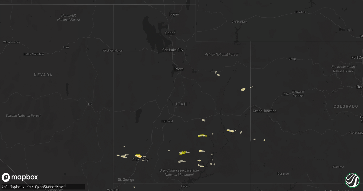 Hail map in Utah on October 2, 2022