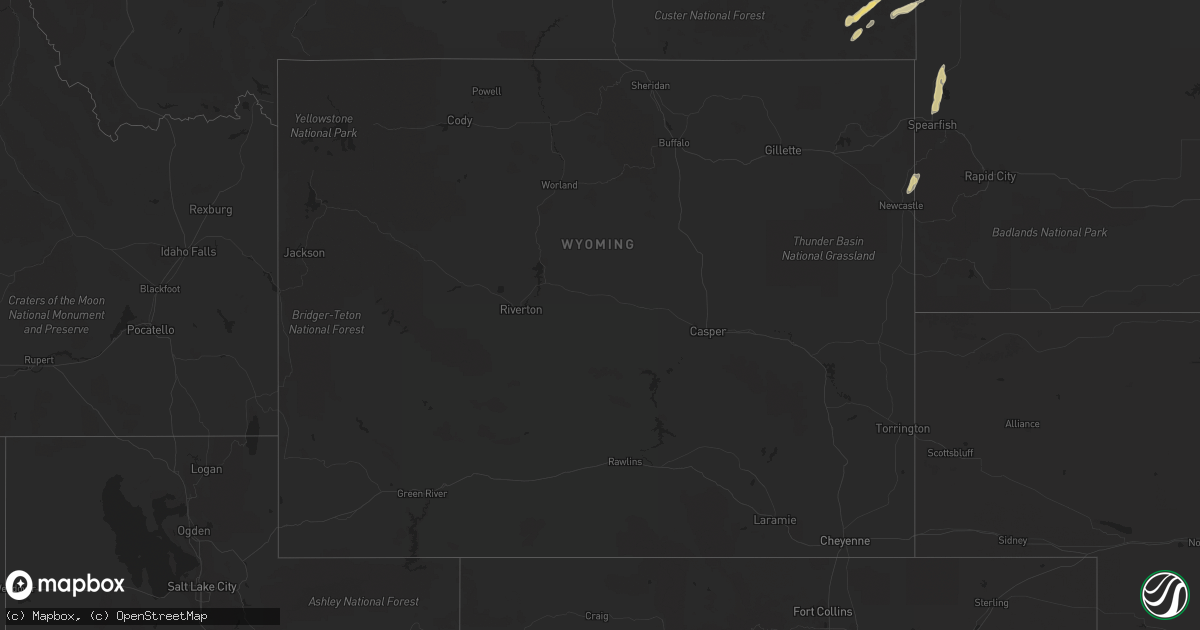 Hail map in Wyoming on October 2, 2022
