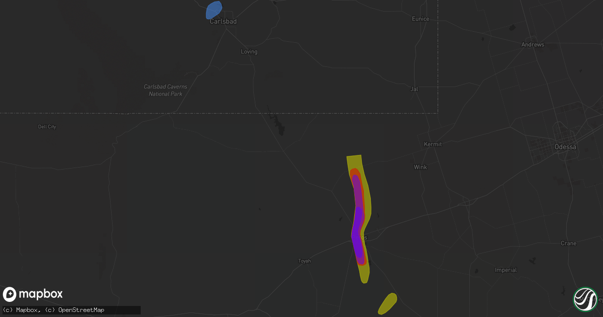 Hail map in Balmorhea, TX on October 2, 2023