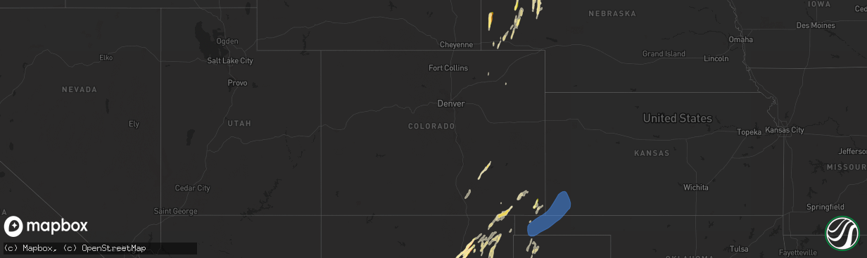 Hail map in Colorado on October 2, 2023