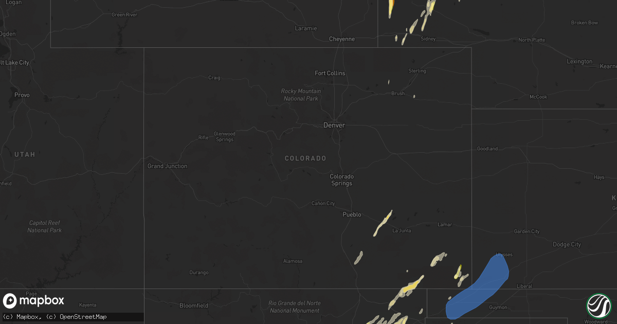 Hail map in Colorado on October 2, 2023