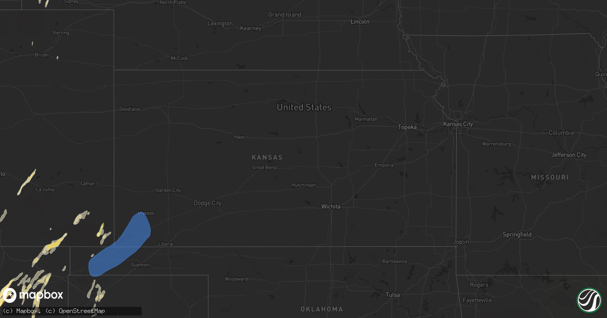Hail map in Kansas on October 2, 2023