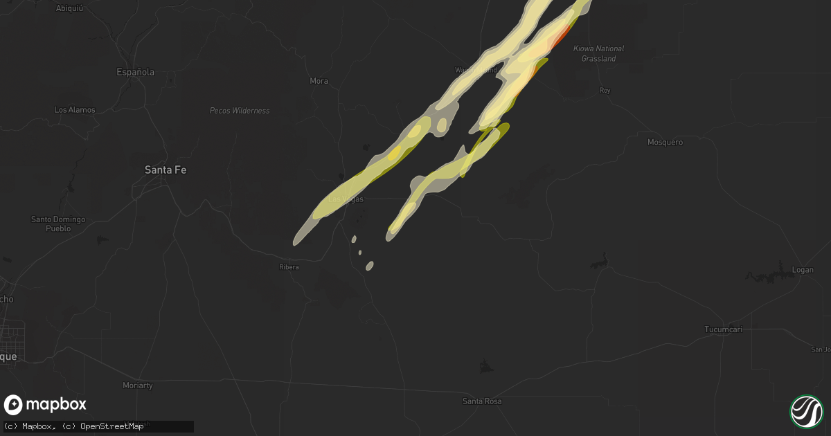 Hail map in Las Vegas, NM on October 2, 2023