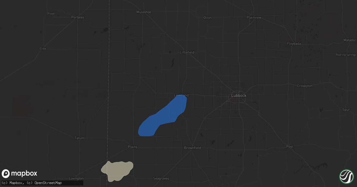 Hail map in Levelland, TX on October 2, 2023