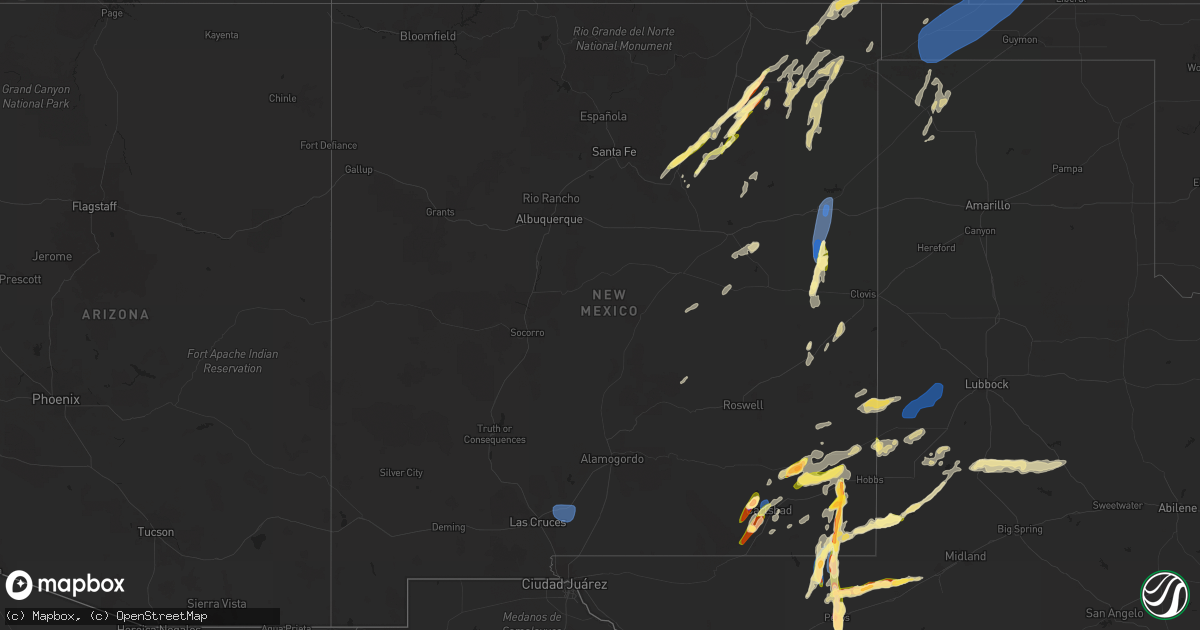 Hail map in New Mexico on October 2, 2023