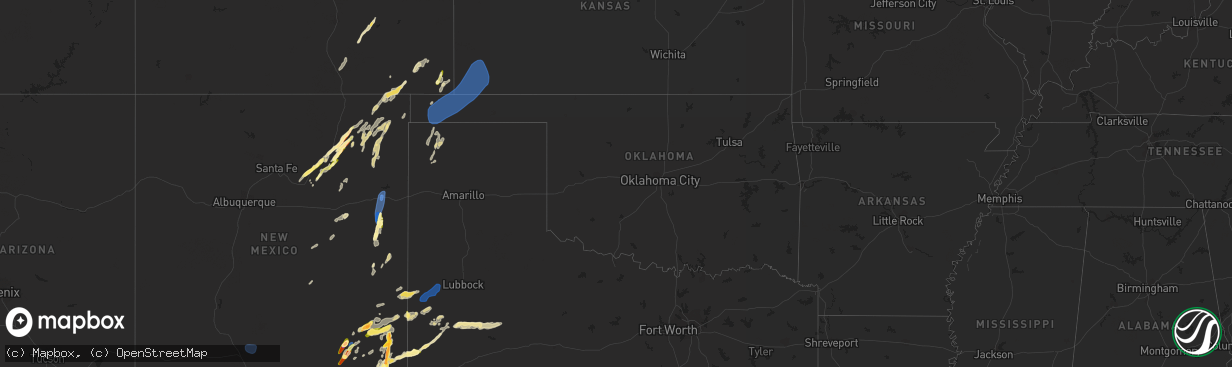 Hail map in Oklahoma on October 2, 2023