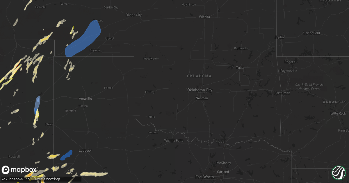 Hail map in Oklahoma on October 2, 2023