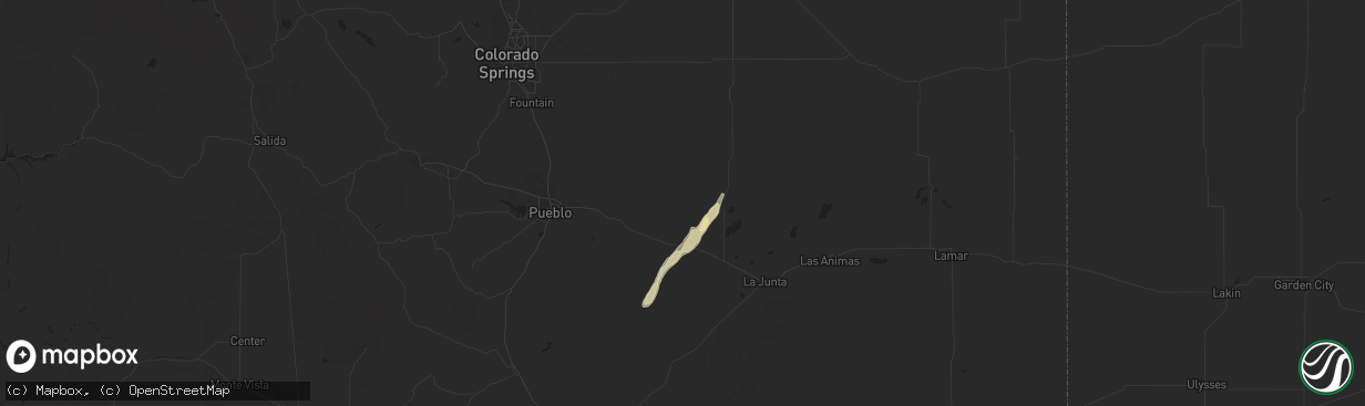 Hail map in Olney Springs, CO on October 2, 2023