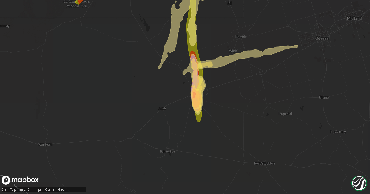 Hail map in Pecos, TX on October 2, 2023