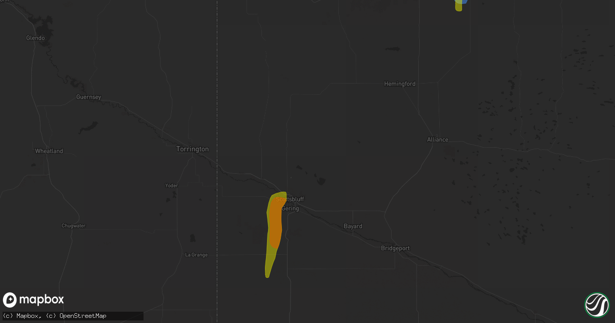 Hail map in Scottsbluff, NE on October 2, 2023