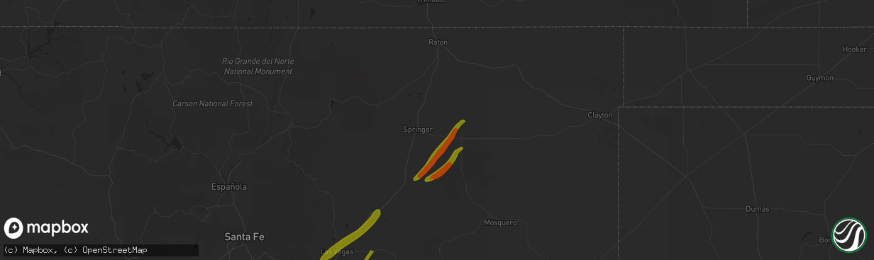 Hail map in Springer, NM on October 2, 2023