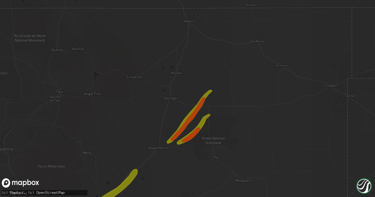Hail map in Springer, NM on October 2, 2023