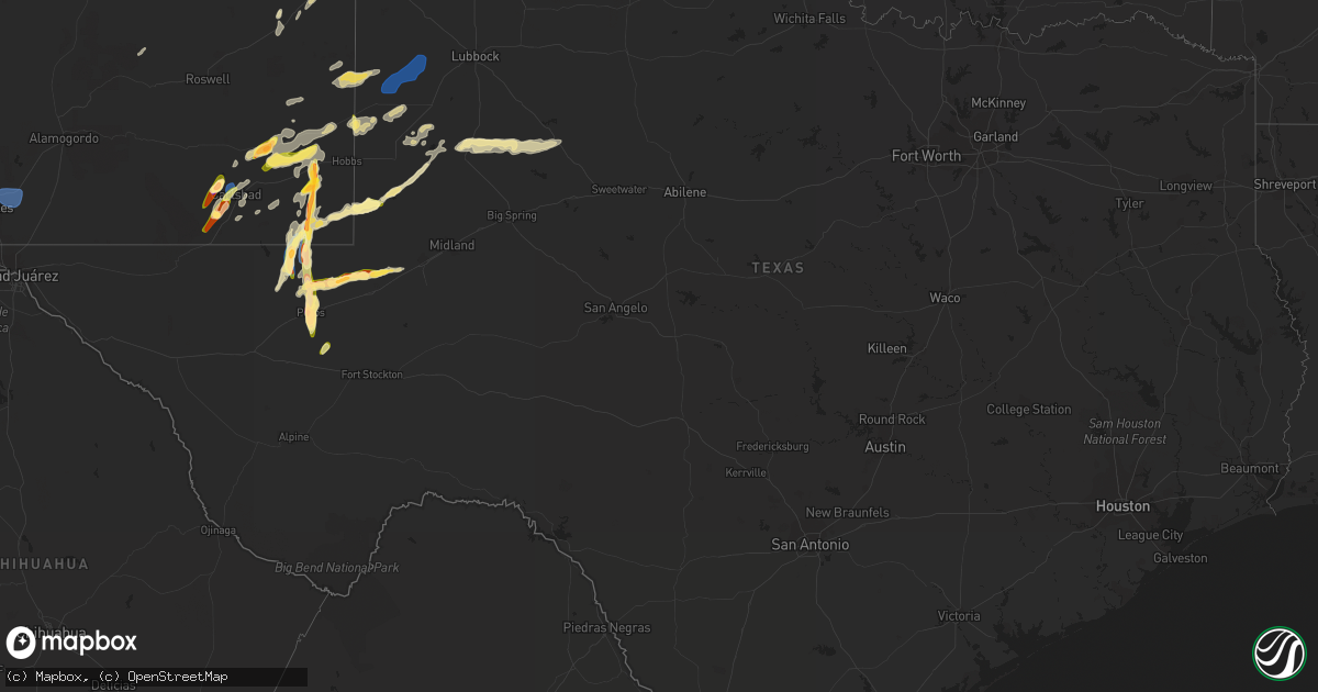 Hail map in Texas on October 2, 2023
