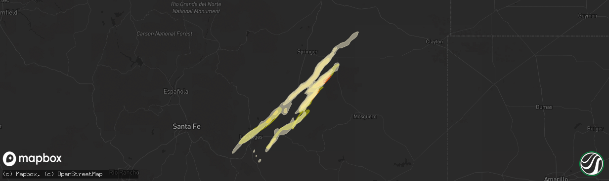 Hail map in Wagon Mound, NM on October 2, 2023