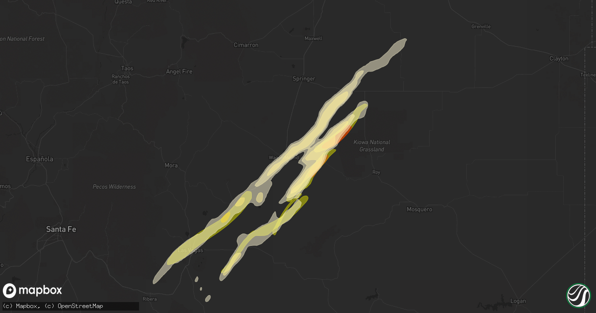 Hail map in Wagon Mound, NM on October 2, 2023